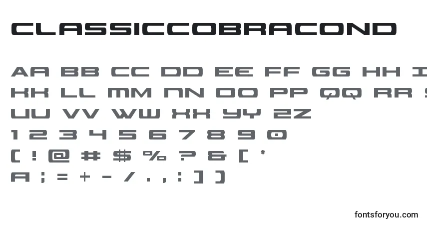 Шрифт Classiccobracond (123551) – алфавит, цифры, специальные символы
