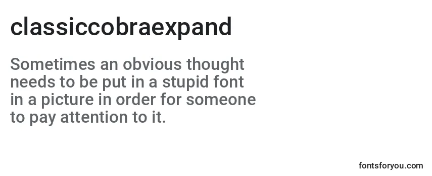 Review of the Classiccobraexpand (123553) Font