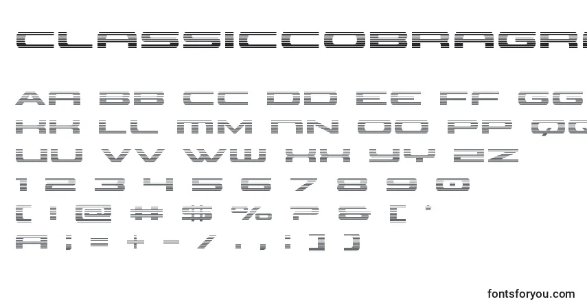 A fonte Classiccobragrad (123555) – alfabeto, números, caracteres especiais