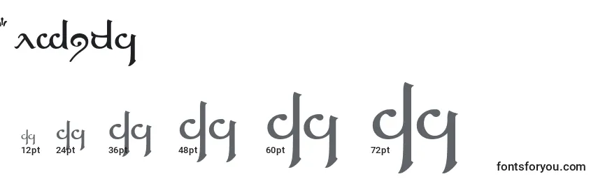 Größen der Schriftart Elfica