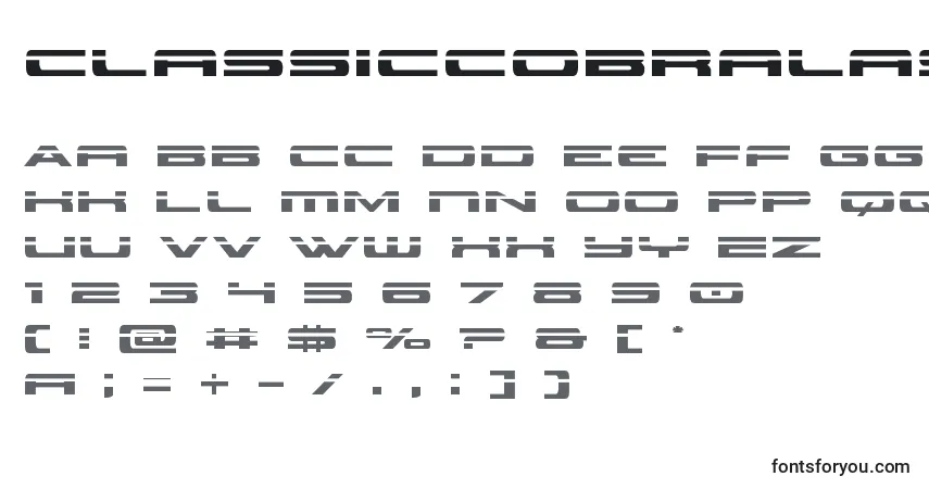 Шрифт Classiccobralaser (123560) – алфавит, цифры, специальные символы