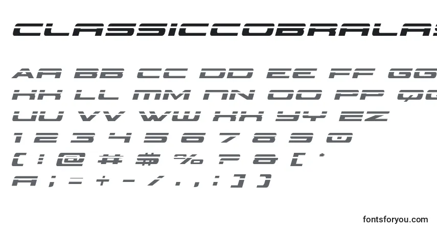 Schriftart Classiccobralaserital (123561) – Alphabet, Zahlen, spezielle Symbole