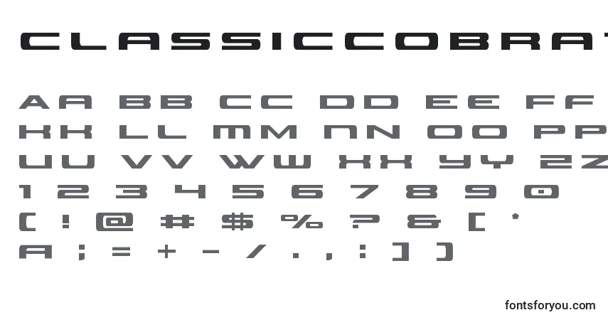 Шрифт Classiccobratitle (123565) – алфавит, цифры, специальные символы