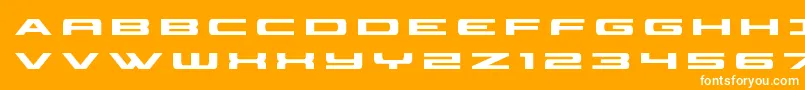classiccobratitle-Schriftart – Weiße Schriften auf orangefarbenem Hintergrund