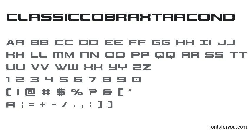 A fonte Classiccobraxtracond (123567) – alfabeto, números, caracteres especiais