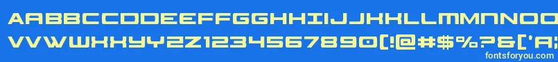 フォントclassiccobraxtracond – 黄色の文字、青い背景