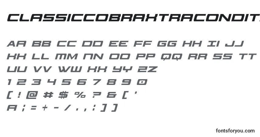 Schriftart Classiccobraxtracondital (123568) – Alphabet, Zahlen, spezielle Symbole