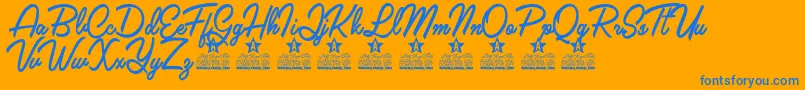 Claudia Personal Use Font – Blue Fonts on Orange Background