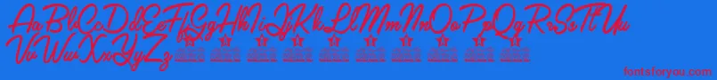 Claudia Personal Use Font – Red Fonts on Blue Background
