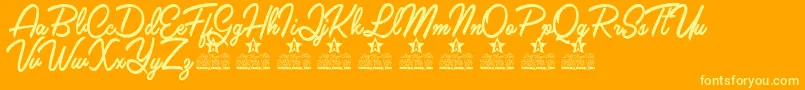 Claudia Personal Use Font – Yellow Fonts on Orange Background