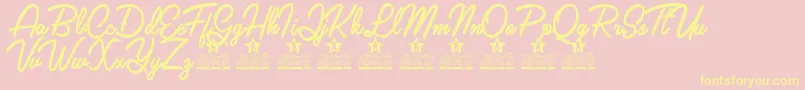 Claudia Personal Use-Schriftart – Gelbe Schriften auf rosa Hintergrund