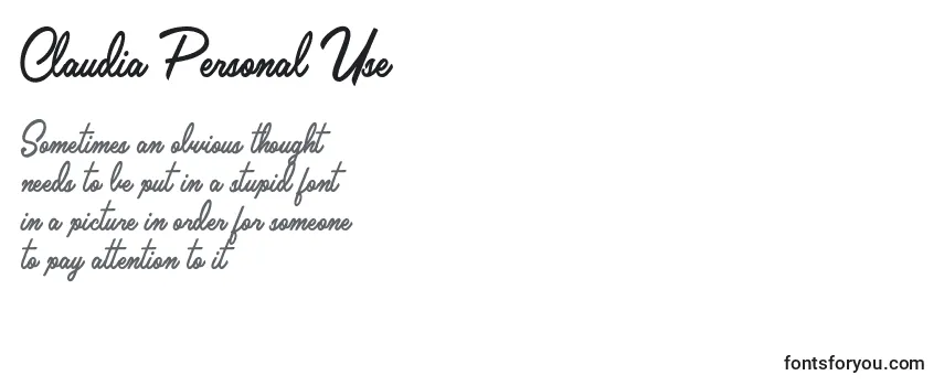 Schriftart Claudia Personal Use