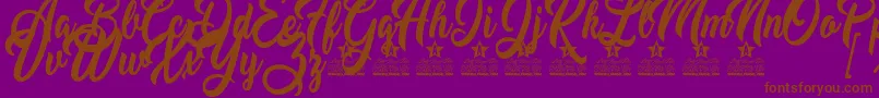 Claudina Personal Use-Schriftart – Braune Schriften auf violettem Hintergrund