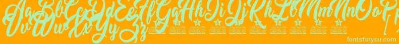 Claudina Personal Use Font – Green Fonts on Orange Background