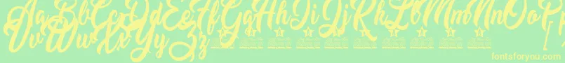 Claudina Personal Use Font – Yellow Fonts on Green Background