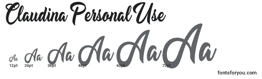 Claudina Personal Use Font Sizes
