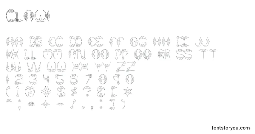 Schriftart Claw1 (123578) – Alphabet, Zahlen, spezielle Symbole