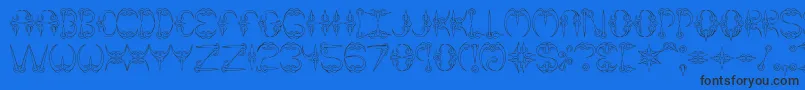 claw1-Schriftart – Schwarze Schriften auf blauem Hintergrund