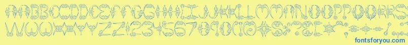 claw1 Font – Blue Fonts on Yellow Background