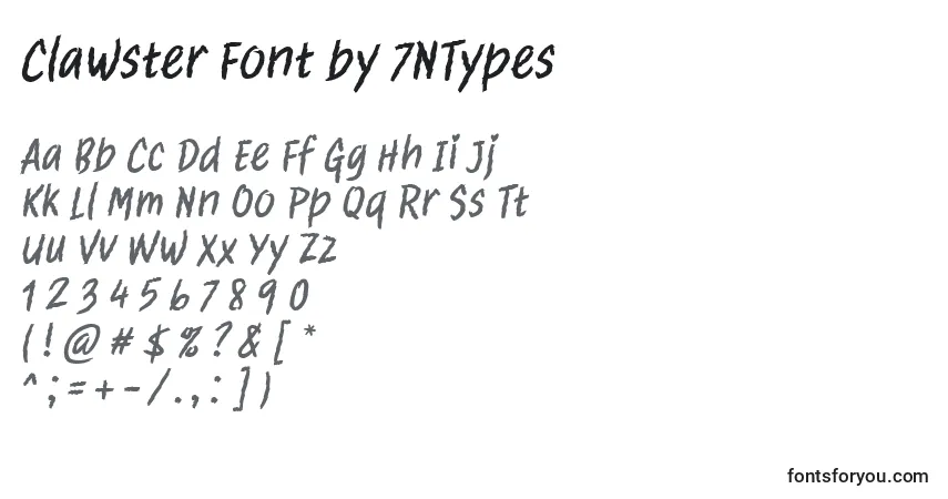 A fonte Clawster Font by 7NTypes – alfabeto, números, caracteres especiais