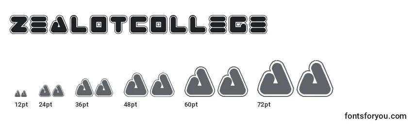 Размеры шрифта ZealotCollege