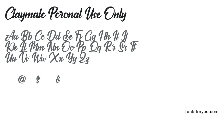 Schriftart Claymale Peronal Use Only – Alphabet, Zahlen, spezielle Symbole