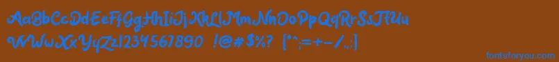 Claytonia DEMO-Schriftart – Blaue Schriften auf braunem Hintergrund