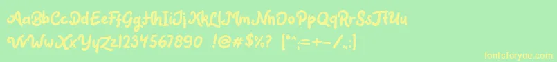 Claytonia DEMO-Schriftart – Gelbe Schriften auf grünem Hintergrund