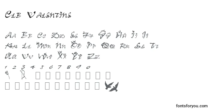 Czcionka Clb Valentine – alfabet, cyfry, specjalne znaki