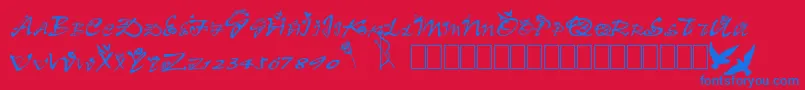 Clb Valentine-Schriftart – Blaue Schriften auf rotem Hintergrund