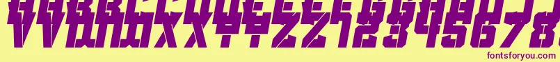 Clean Sports Stencil Font – Purple Fonts on Yellow Background