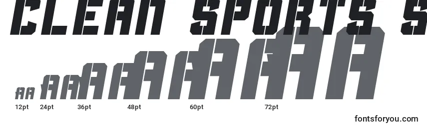 Rozmiary czcionki Clean Sports Stencil