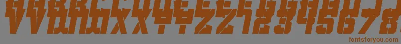 フォントClean Sports Stencil – 茶色の文字が灰色の背景にあります。