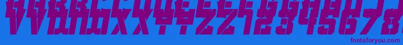 Clean Sports Stencil-Schriftart – Violette Schriften auf blauem Hintergrund