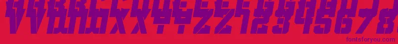 Clean Sports Stencil-Schriftart – Violette Schriften auf rotem Hintergrund