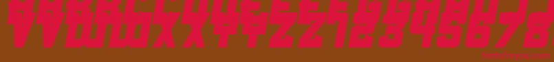 フォントClean Sports – 赤い文字が茶色の背景にあります。
