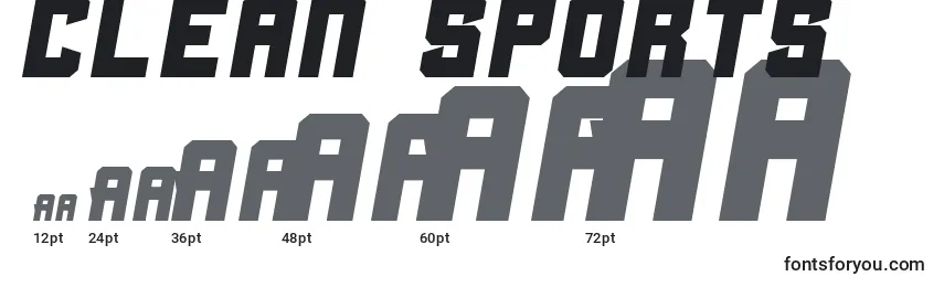 Größen der Schriftart Clean Sports (123588)