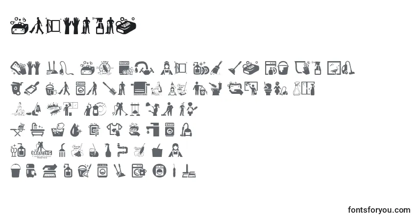 A fonte Cleaning – alfabeto, números, caracteres especiais