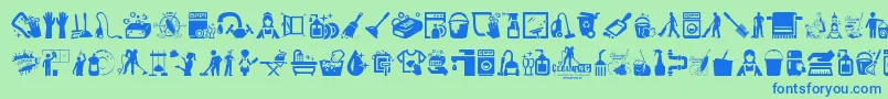 Cleaning Font – Blue Fonts on Green Background