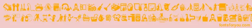 Cleaning-Schriftart – Orangefarbene Schriften auf rosa Hintergrund