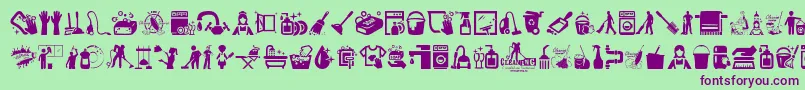 Fonte Cleaning – fontes roxas em um fundo verde