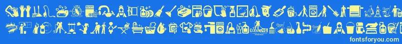 Cleaning Font – Yellow Fonts on Blue Background