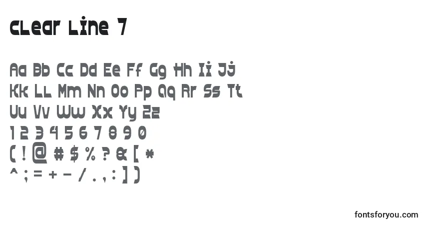 A fonte Clear line 7 – alfabeto, números, caracteres especiais
