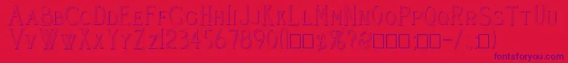 Cleavers Juvenia Raised Font – Purple Fonts on Red Background