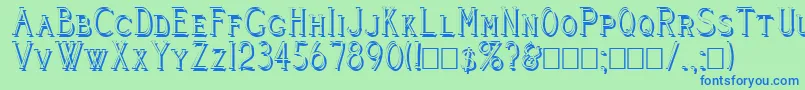 Cleavers Juvenia Shadowed Font – Blue Fonts on Green Background