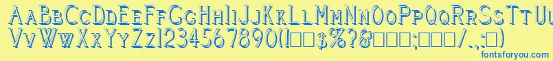 Cleavers Juvenia Shadowed Font – Blue Fonts on Yellow Background