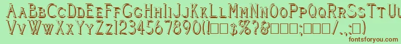 Cleavers Juvenia Shadowed Font – Brown Fonts on Green Background