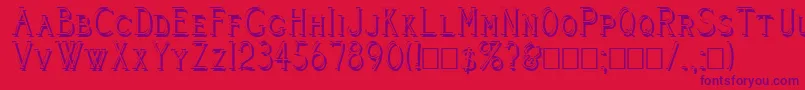 Cleavers Juvenia Shadowed Font – Purple Fonts on Red Background