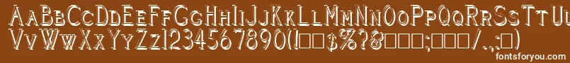 Шрифт Cleavers Juvenia Shadowed – белые шрифты на коричневом фоне