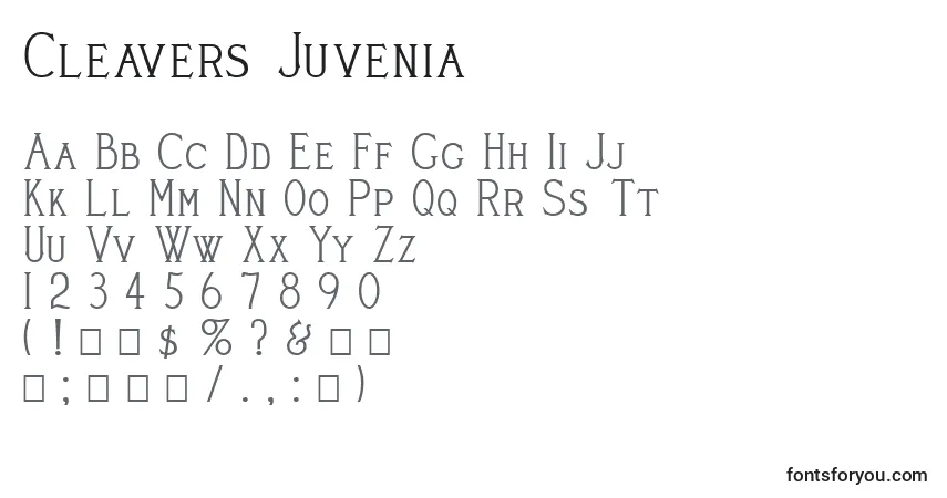 Czcionka Cleavers Juvenia – alfabet, cyfry, specjalne znaki